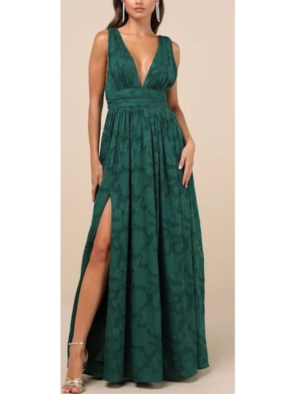 Lulus Sweet Sophistication Green Burnout Floral Maxi Dress Size M NWOT